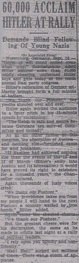 Bergen Evening Record September 10 1938 Article 1